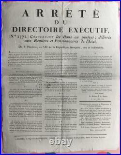 Lot de 11 affiches révolutionnaires relatives aux rentes et pensions, SAINTES