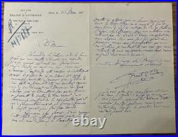 Lot de 4 lettres autographes signées Frantz Jourdain Salon d'Automne 1917