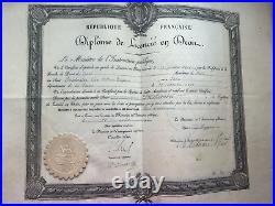 Lot de 8 DIPLOMES de LICENCIE EN DROIT de 1900 à 1906 sur papier parcheminé