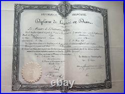 Lot de 8 DIPLOMES de LICENCIE EN DROIT de 1900 à 1906 sur papier parcheminé