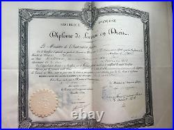 Lot de 8 DIPLOMES de LICENCIE EN DROIT de 1900 à 1906 sur papier parcheminé