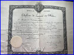 Lot de 8 DIPLOMES de LICENCIE EN DROIT de 1900 à 1906 sur papier parcheminé