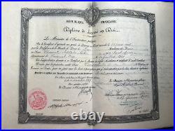 Lot de 8 DIPLÔMES de LICENCIE EN DROIT de 1908 à 1911 sur papier parcheminé