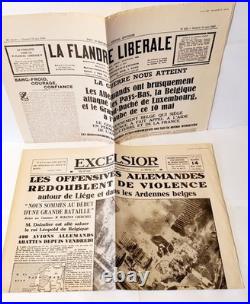 Lot de 9 pages de journaux recto verso de 1938-1939, guerre, le soir, le figaro