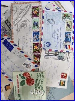 Lot de correspondances des années 1940 à 1980 lettres, enveloppes Marcophilie
