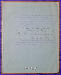 Lot de lettres et documents 1928 Paul Reboux & écrivains Secours à Willy
