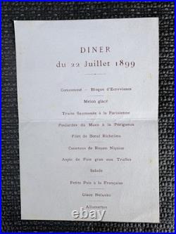 Lot exceptionnel de menus et cartons de table de la Présidence de la République