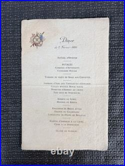 Lot exceptionnel de menus et cartons de table de la Présidence de la République