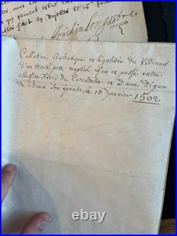 Lot manuscrits anciens Carondelet Noyelles sceaux & lettres patentes XVIe-XVII