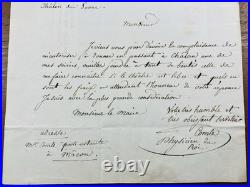 Louis Comte Ventriloque Prestidigitateur Magie 1821 Autographe Chalon sur Saône