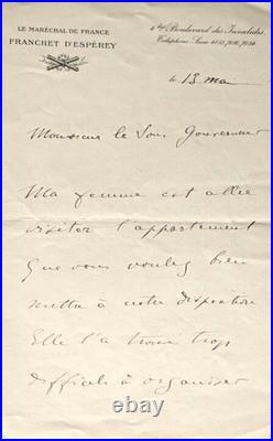 Louis Franchet d'Espérey (1856-1942), Maréchal de France. 2 lettres autographes