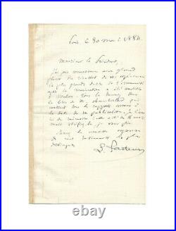 Louis PASTEUR / Lettre autographe signée / Maladie du Charbon / Vaccination