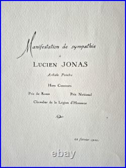 Lucien JONAS Manifestation de sympathie 1930 8 pages imprimées