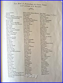 Lucien JONAS Manifestation de sympathie 1930 8 pages imprimées