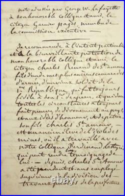 MANUSCRIT Georges Washington de LA FAYETTE militaire député à Garnier Pagès