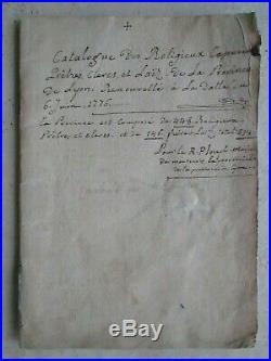 MS 1776 CATALOGUE RELIGIEUX de Bourgogne, Lyon, Auvergne, Dauphiné