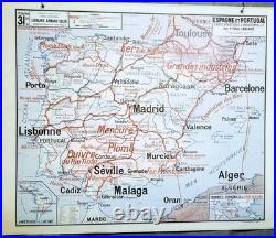 Magnifique Carte Scolaire Ancienne Vidal-Lablache N°31 Espagne Portugal