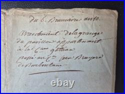 Manuscrit Consulat An X 1801 Bail Grange Pavillon Avignon Galléan Barbentane