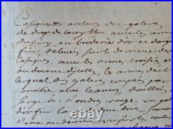 Manuscrit XVIIe Uniforme Archer Galères Armes du Roi Louis XIV Broderie