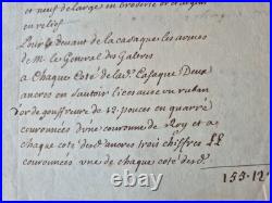Manuscrit XVIIe Uniforme Archer Galères Armes du Roi Louis XIV Broderie
