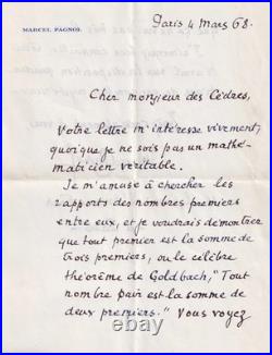 Marcel PAGNOL Intéressant ensemble et lettre autographe signée 1868
