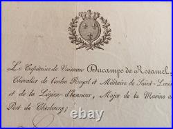 Marine Lettre Autographe Signee Cherbourg 1816 Claude Du Campe De Rosamel
