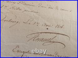 Marine Lettre Autographe Signee Cherbourg 1816 Claude Du Campe De Rosamel