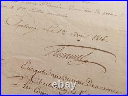 Marine Lettre Autographe Signee Cherbourg 1816 Claude Du Campe De Rosamel