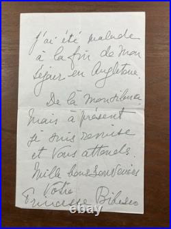 Marthe Bibesco 1957 Paule Gaspart Rares Autographes Princesse Sutherland Decaux