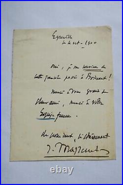 Massenet 2 billets autographes manuscrits & signés