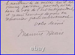 Maurice Denis lettre autographe signée Artiste INDEPENDANT