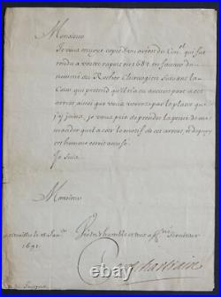 Ministre Louis II Phélypeaux de PONTCHARTRAIN autographe 1691
