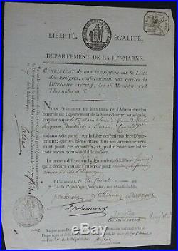 Ministres FOUCHE & FORFAIT autographe 1799
