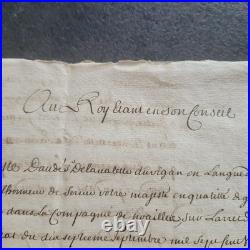 Minute originale 1729 Au Roy étant en son Conseil présentée Roi LOUIS XV Rare