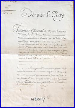 Monarchie. Signé LOUIS XVI. ROI Trésorier général somme au lieutenant 1780