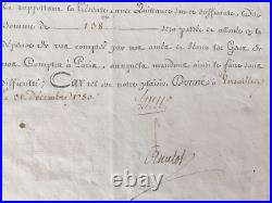 Monarchie. Signé LOUIS XVI. ROI Trésorier général somme au lieutenant 1780
