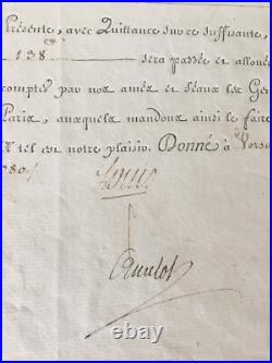 Monarchie. Signé LOUIS XVI. ROI Trésorier général somme au lieutenant 1780