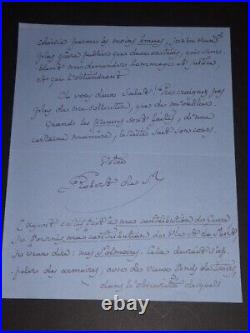 Montesquiou lettre, mes mémoires, des armoires. 4 pages sur papier bleu