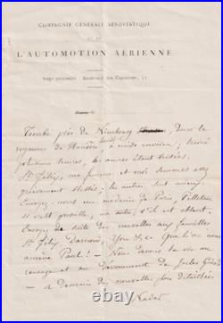 NADAR Lettre signée Premières nouvelles de la chute du Géant Ballon