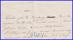 NADAR Lettre signée Premières nouvelles de la chute du Géant Ballon