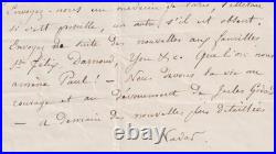 NADAR Lettre signée Premières nouvelles de la chute du Géant Ballon