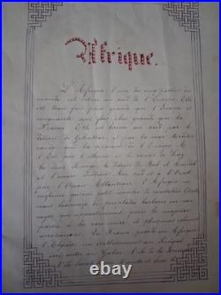 OBJET UNIQUE cahier de concours manuscrit souvenir 1892 dessins reliure brodée