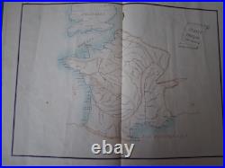 OBJET UNIQUE cahier de concours manuscrit souvenir 1892 dessins reliure brodée