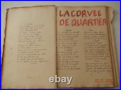 OBJET UNIQUE cahier manuscrit de 48 chansons de soldat 1905