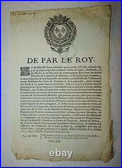 ORDONNANCE DU ROI LOUIS XIV 18ème siècle peste mise en quarantaine 1709