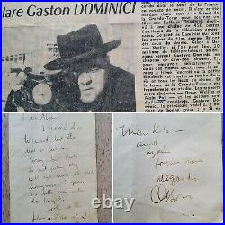 ORSON WELLES Autographe/Lettre/ SUR LE TOURNAGE L'AFFAIRE DOMINICI A. Pol