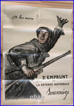 On les aura! 2e emprunt, affiche très grand format Première Guerre Mondiale WWI