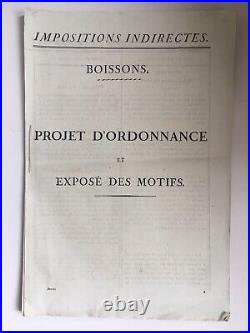 Ordonnance impositions indirecte des BOISSONS imprimerie Royale Juillet 1814