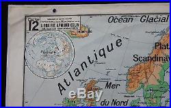 P191 Carte scolaire vintage Lablache Europe relief sol 12 Alpes Karpates Volga