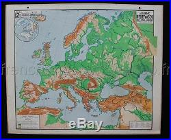 P452 Carte scolaire vintage Lablache Europe relief sol 12 Alpes physique 2 face
